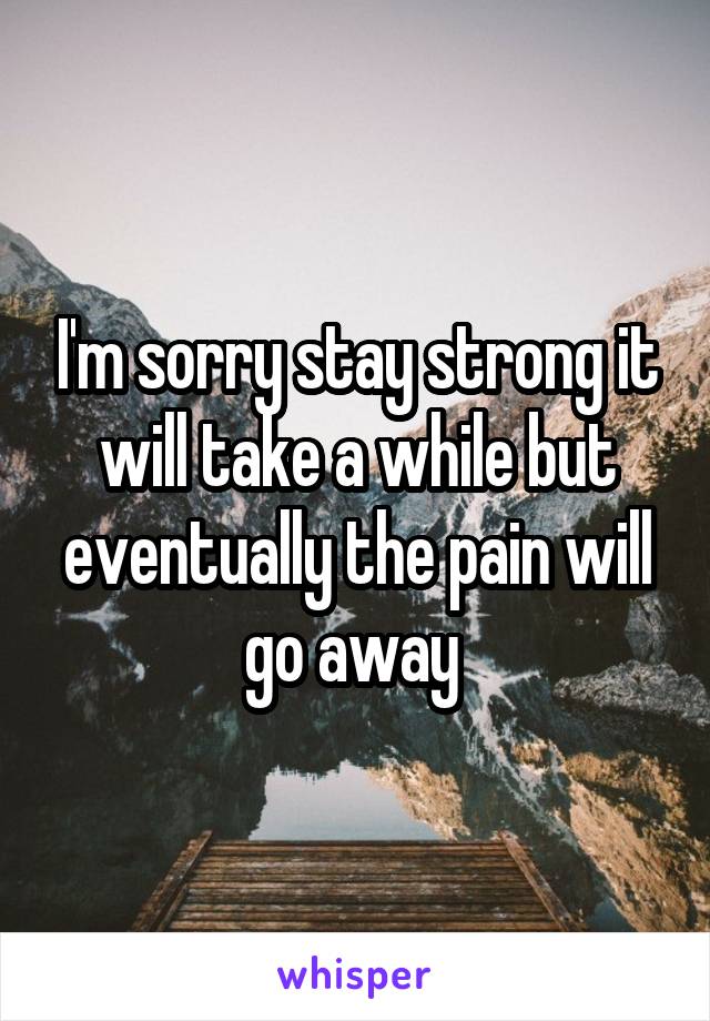 I'm sorry stay strong it will take a while but eventually the pain will go away 