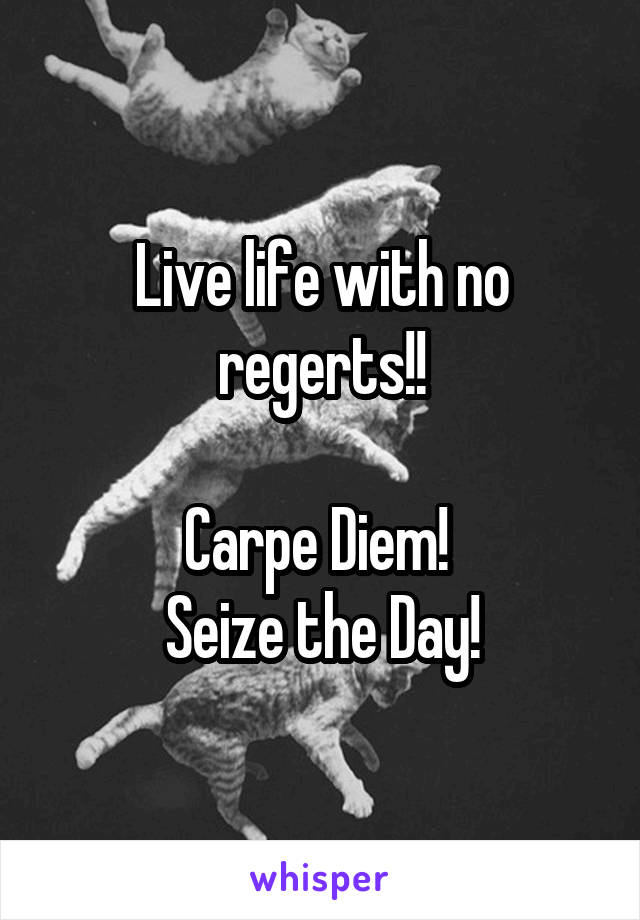 Live life with no regerts!!

Carpe Diem! 
Seize the Day!