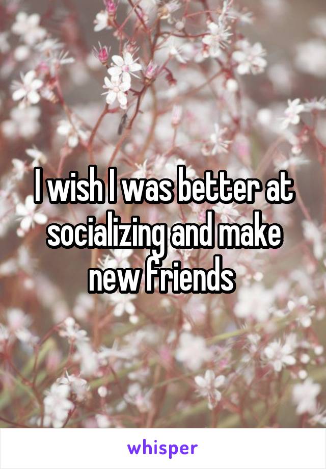 I wish I was better at socializing and make new friends 