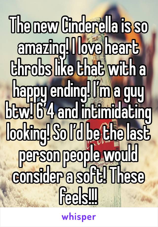 The new Cinderella is so amazing! I love heart throbs like that with a happy ending! I’m a guy btw! 6’4 and intimidating looking! So I’d be the last person people would consider a soft! These feels!!!