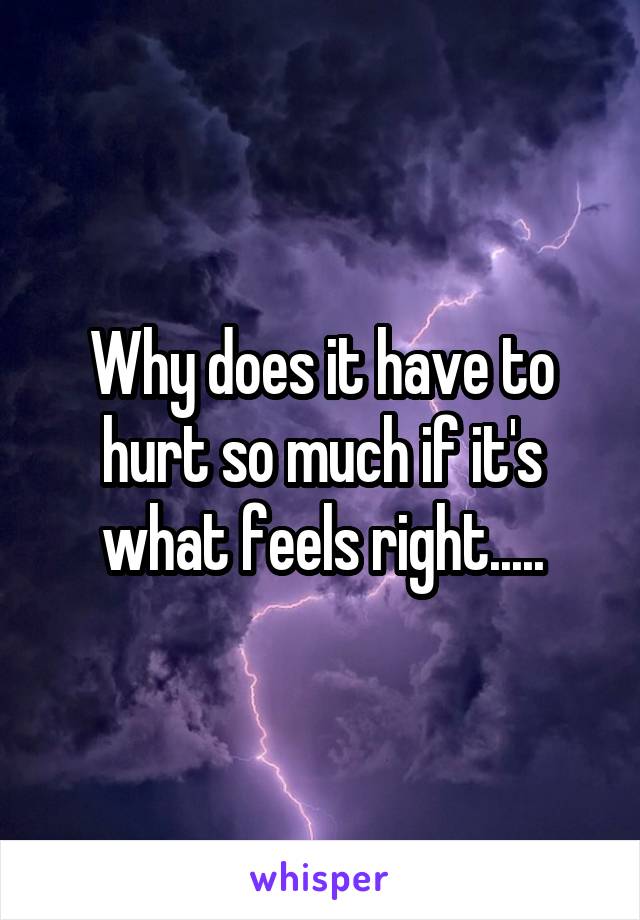 Why does it have to hurt so much if it's what feels right.....