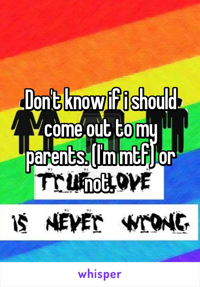 Don't know if i should come out to my parents. (I'm mtf) or not. 