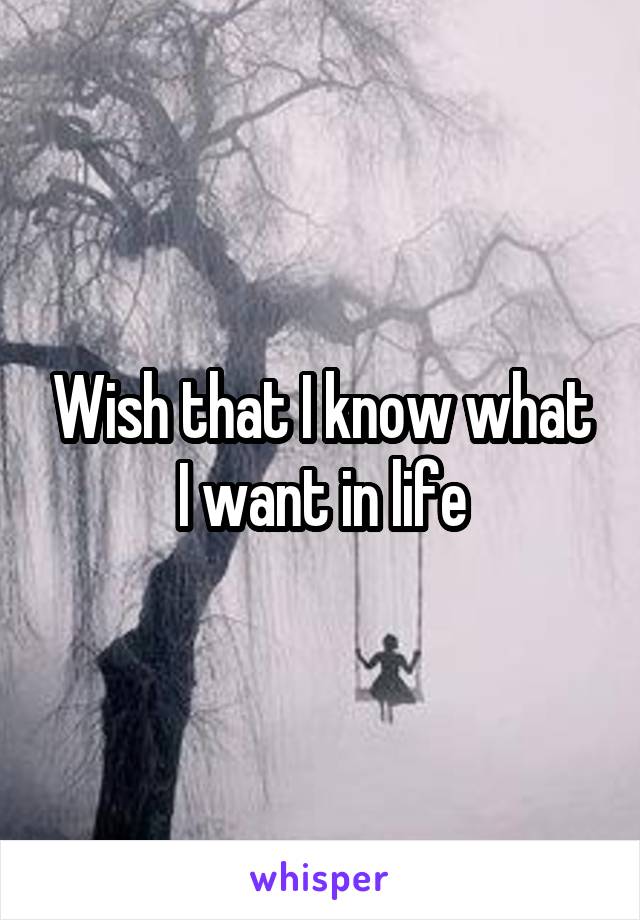 Wish that I know what I want in life