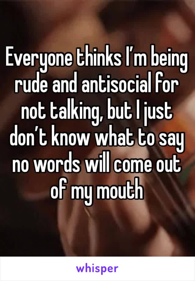 Everyone thinks I’m being rude and antisocial for not talking, but I just don’t know what to say no words will come out of my mouth 
