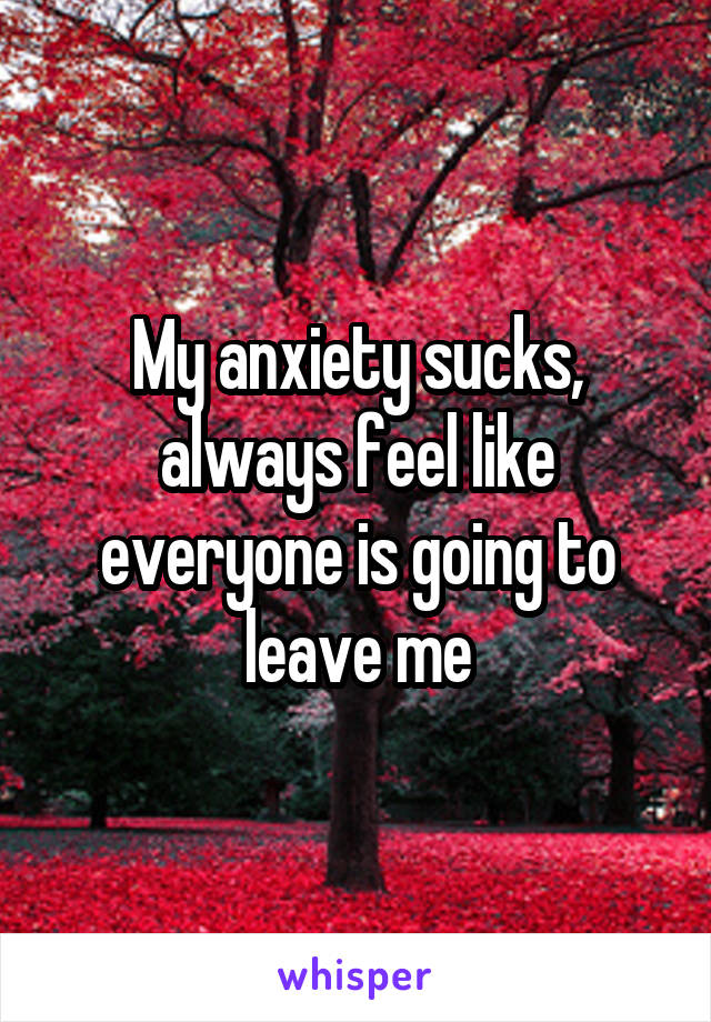 My anxiety sucks, always feel like everyone is going to leave me