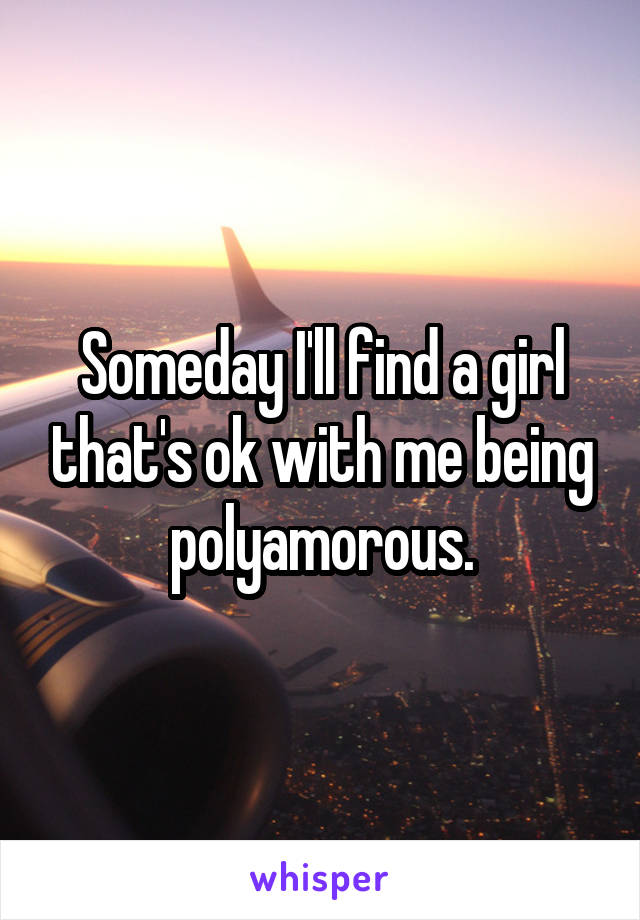 Someday I'll find a girl that's ok with me being polyamorous.
