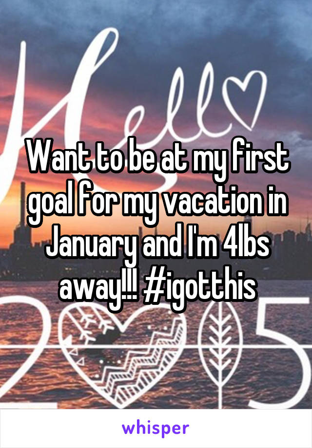 Want to be at my first goal for my vacation in January and I'm 4lbs away!!! #igotthis