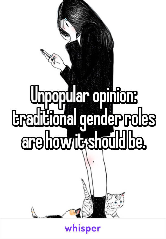 Unpopular opinion: traditional gender roles are how it should be.