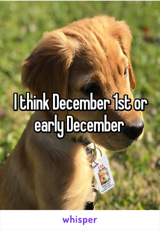 I think December 1st or early December 