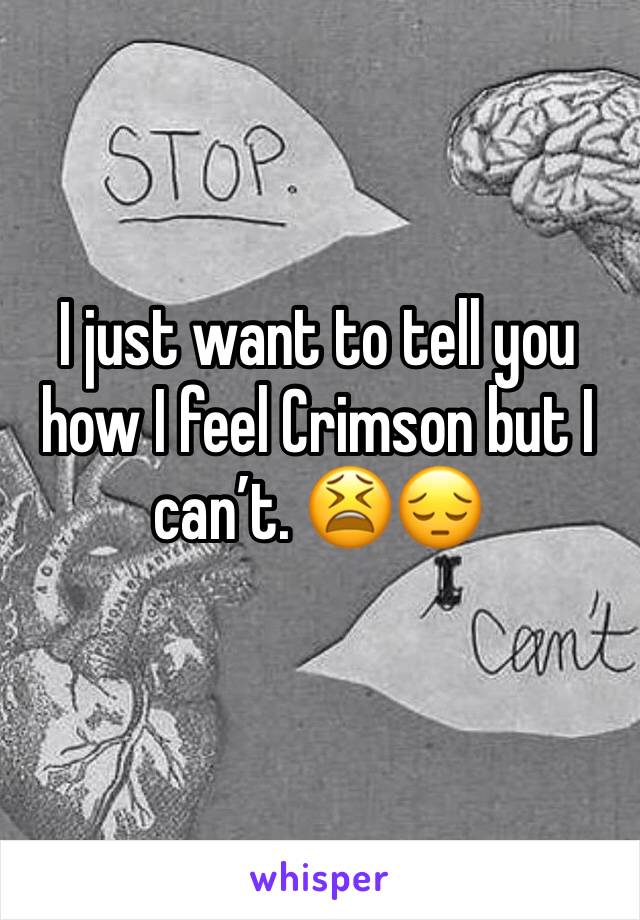 I just want to tell you how I feel Crimson but I can’t. 😫😔