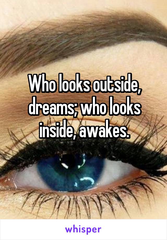 Who looks outside, dreams; who looks inside, awakes.
