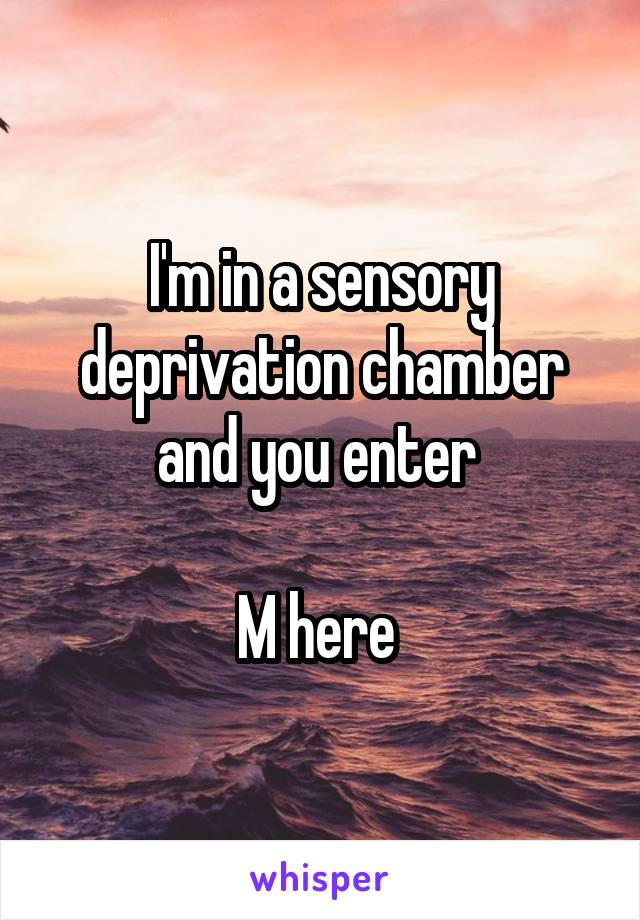 I'm in a sensory deprivation chamber and you enter 

M here 