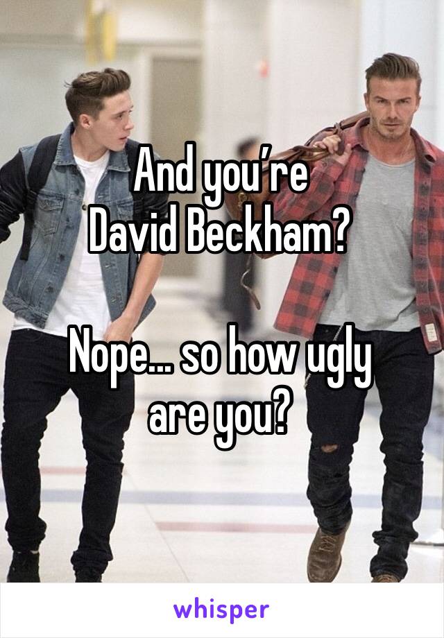 And you’re David Beckham? 

Nope... so how ugly are you? 
