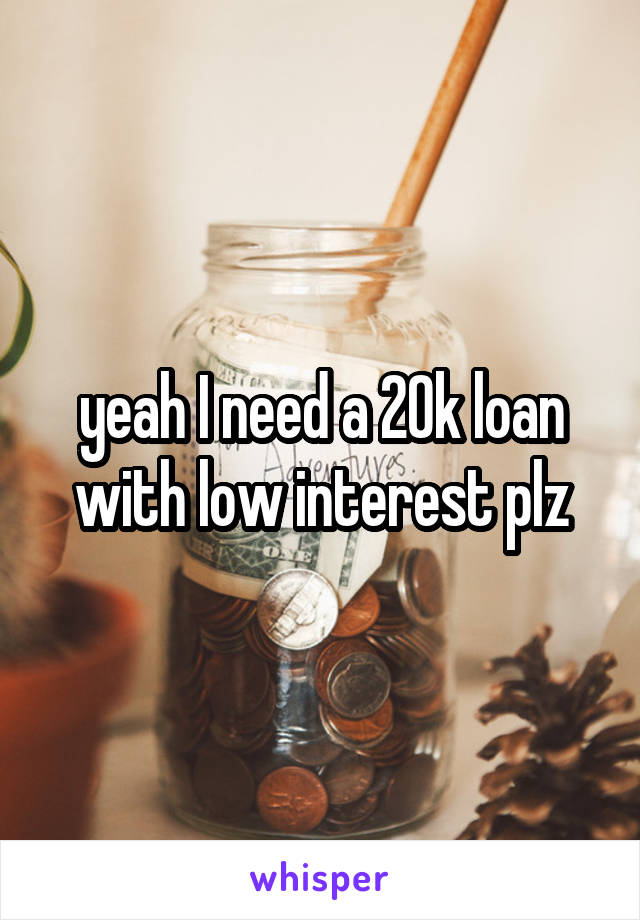 yeah I need a 20k loan with low interest plz