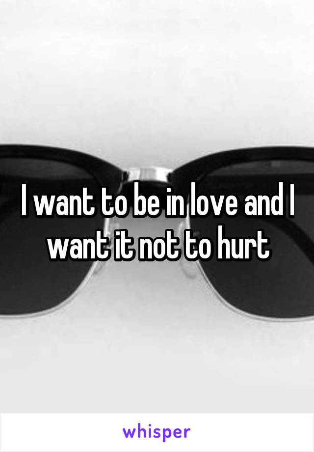 I want to be in love and I want it not to hurt