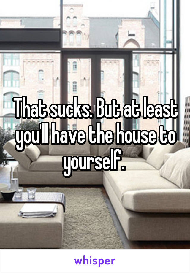 That sucks. But at least you'll have the house to yourself. 