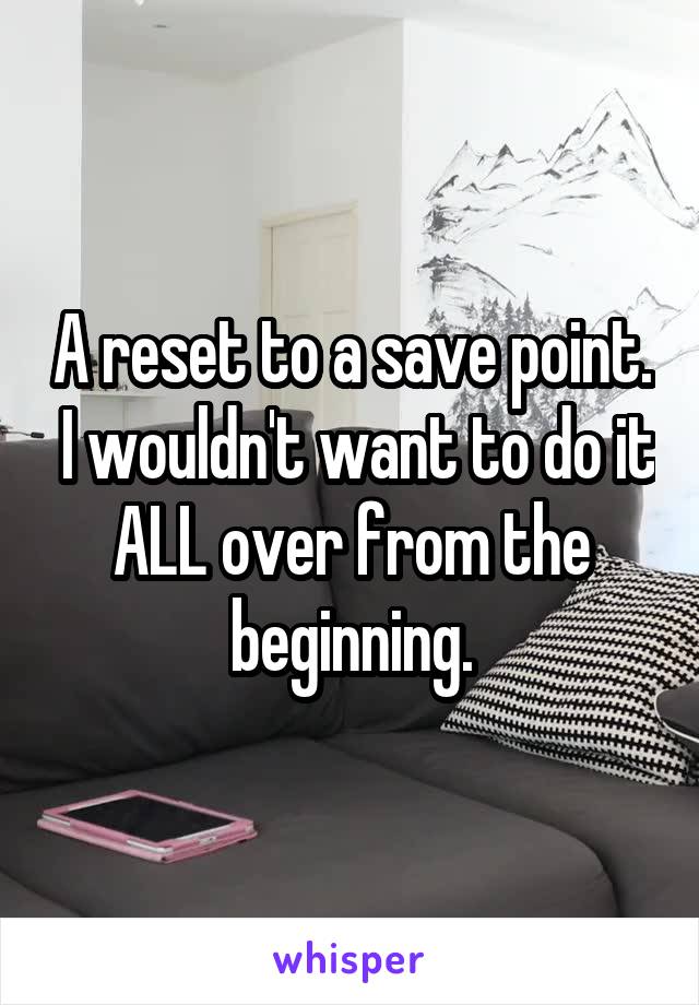 A reset to a save point.  I wouldn't want to do it ALL over from the beginning.