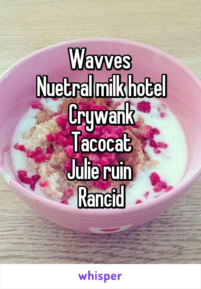 Wavves 
Nuetral milk hotel
Crywank
Tacocat
Julie ruin 
Rancid

