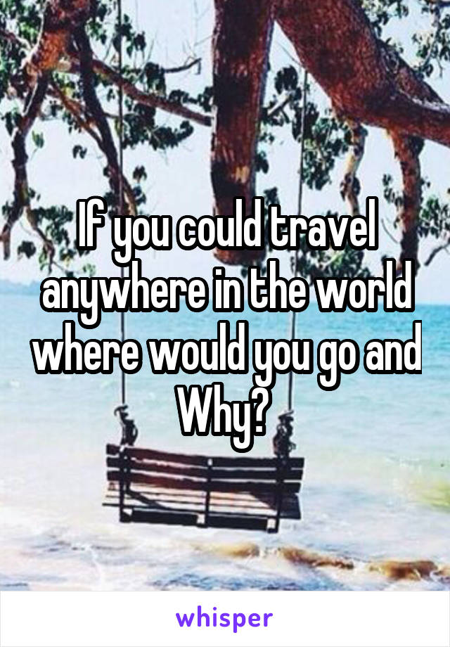 If you could travel anywhere in the world where would you go and Why? 