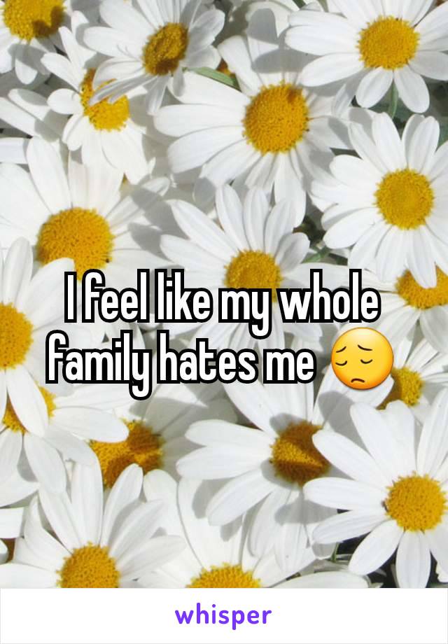 I feel like my whole family hates me 😔