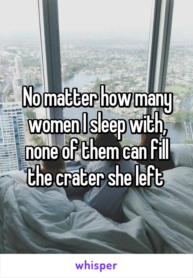 No matter how many women I sleep with, none of them can fill the crater she left 