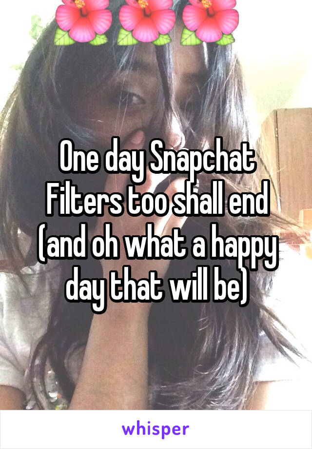 One day Snapchat Filters too shall end (and oh what a happy day that will be)