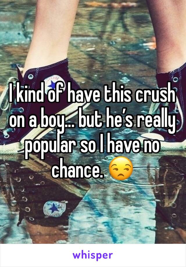 I kind of have this crush on a boy... but he’s really popular so I have no chance. 😒