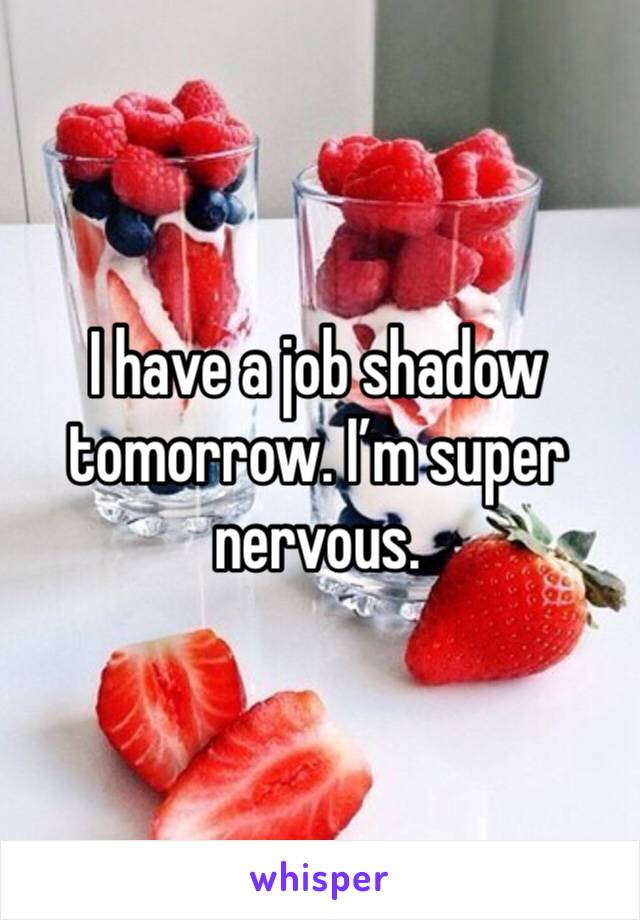 I have a job shadow tomorrow. I’m super nervous.