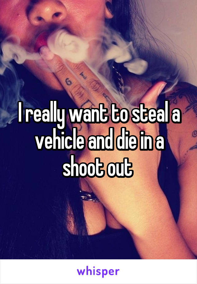 I really want to steal a vehicle and die in a shoot out 