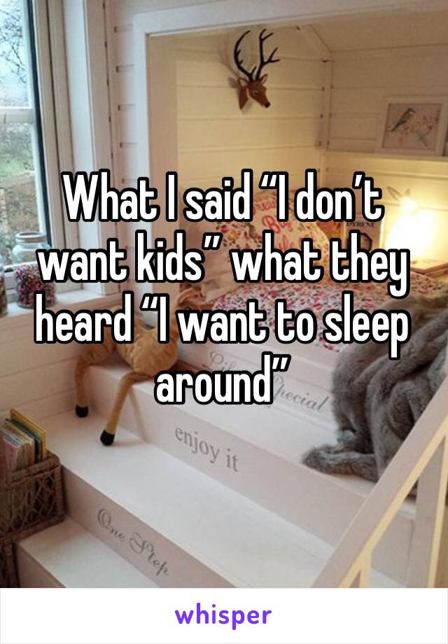 What I said “I don’t want kids” what they heard “I want to sleep around”  