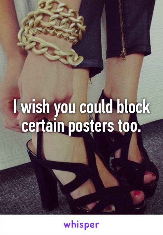 I wish you could block certain posters too.