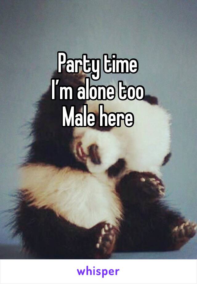 Party time 
I’m alone too 
Male here 