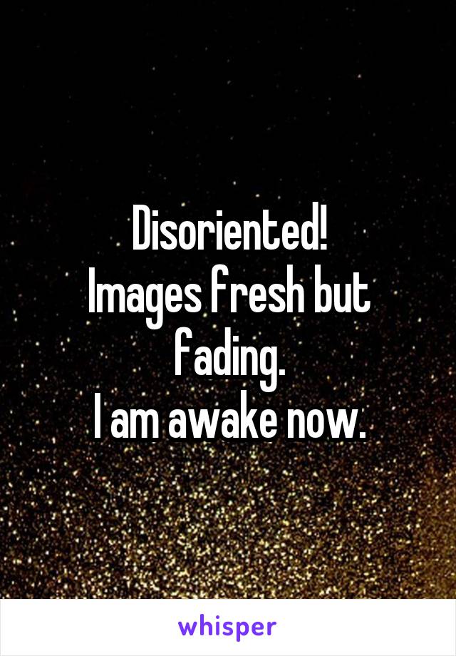 Disoriented!
Images fresh but fading.
I am awake now.