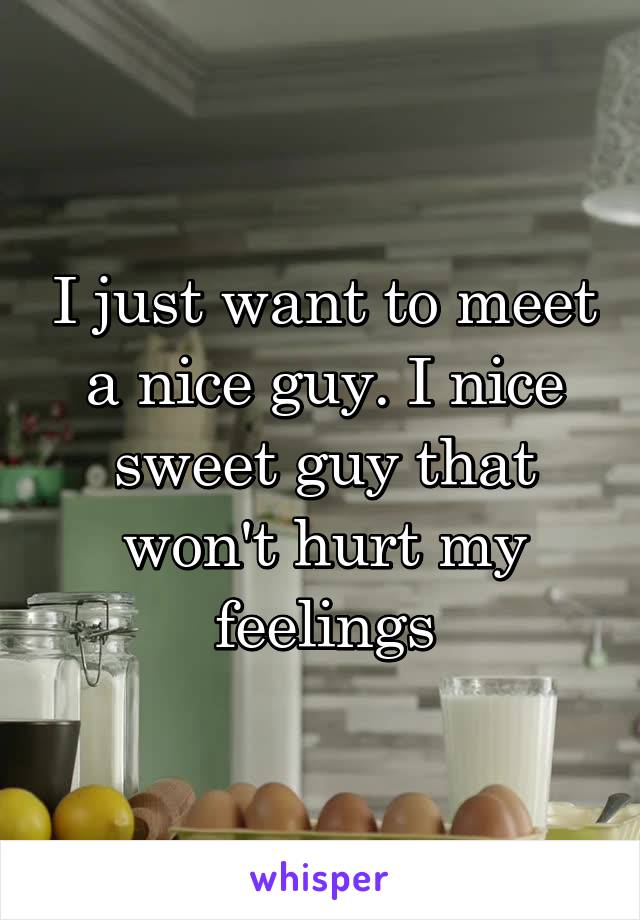 I just want to meet a nice guy. I nice sweet guy that won't hurt my feelings