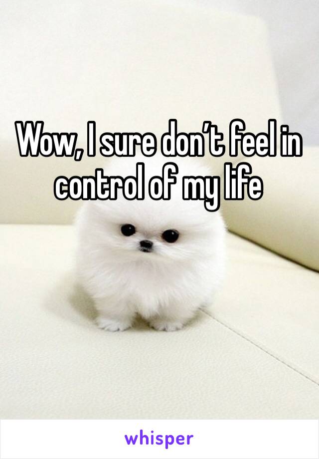 Wow, I sure don’t feel in control of my life