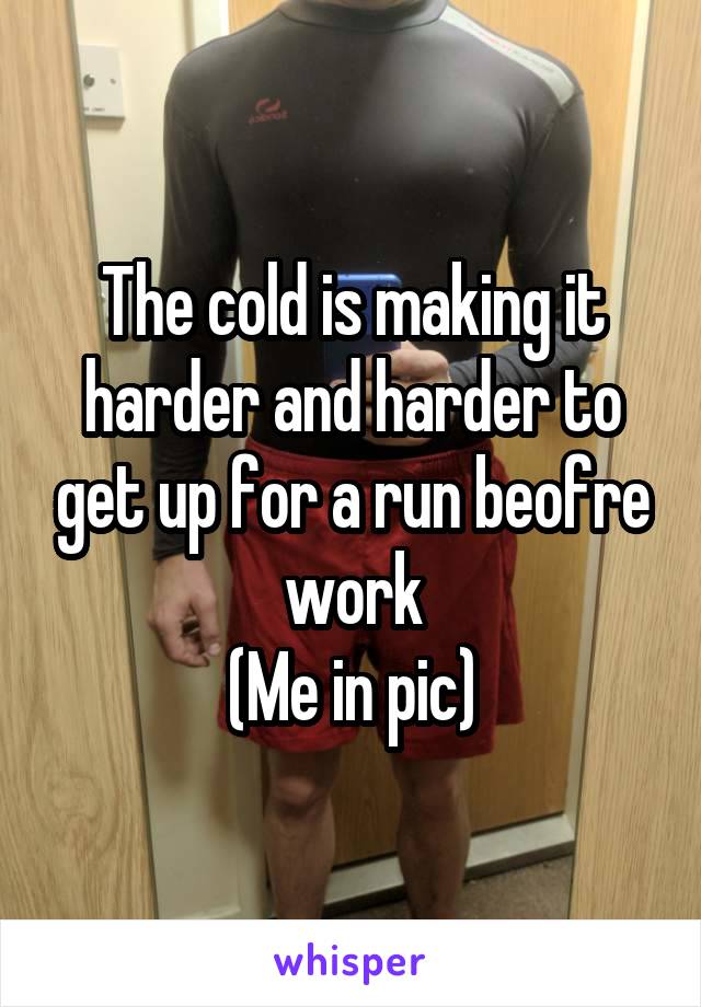 The cold is making it harder and harder to get up for a run beofre work
(Me in pic)