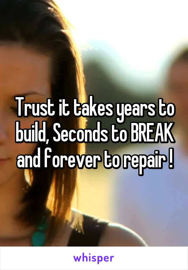 Trust it takes years to build, Seconds to BREAK and forever to repair !