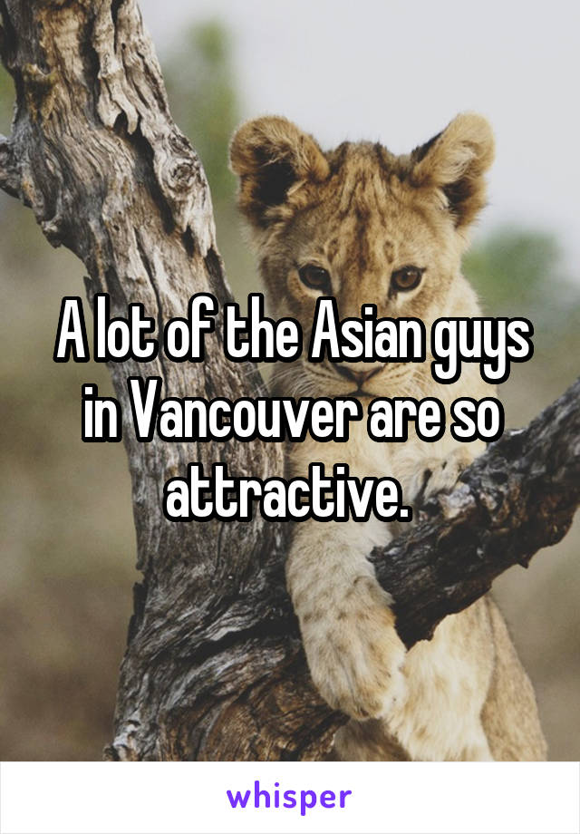 A lot of the Asian guys in Vancouver are so attractive. 