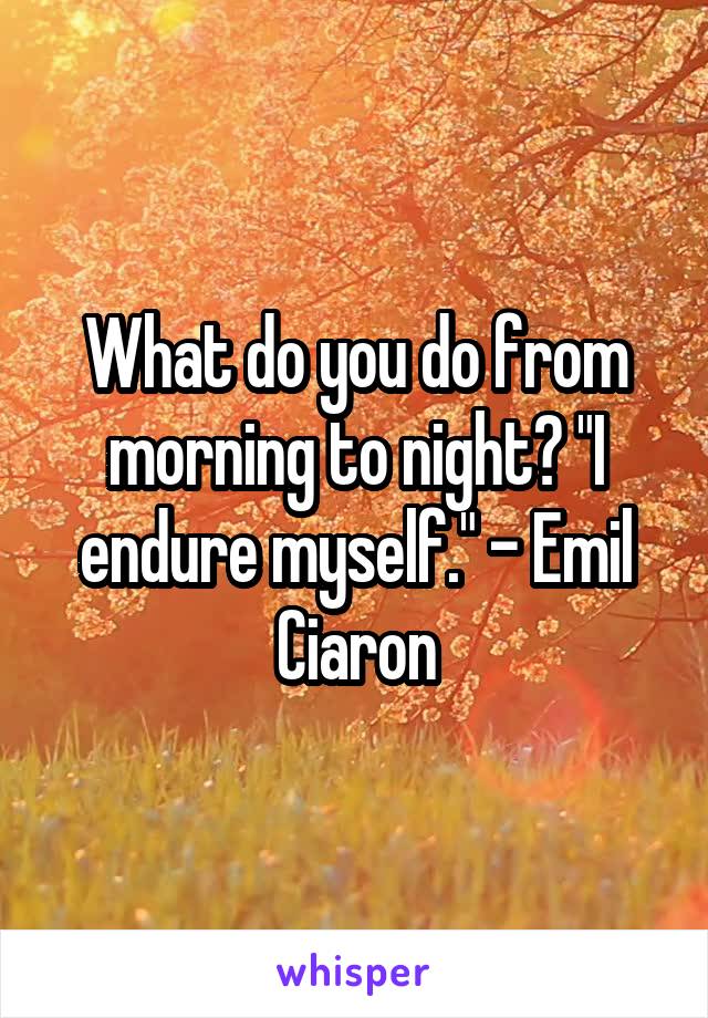 What do you do from morning to night? "I endure myself." - Emil Ciaron