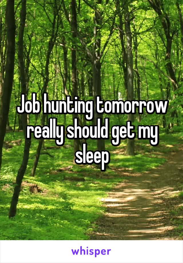 Job hunting tomorrow really should get my sleep