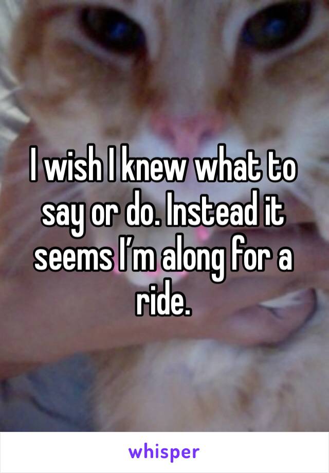 I wish I knew what to say or do. Instead it seems I’m along for a ride. 