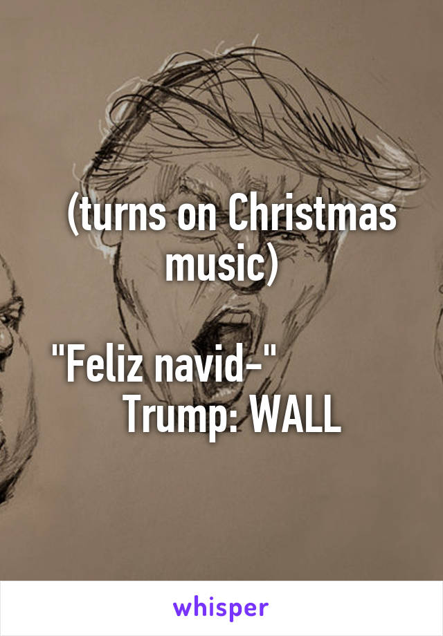   (turns on Christmas music)

 "Feliz navid-"               Trump: WALL