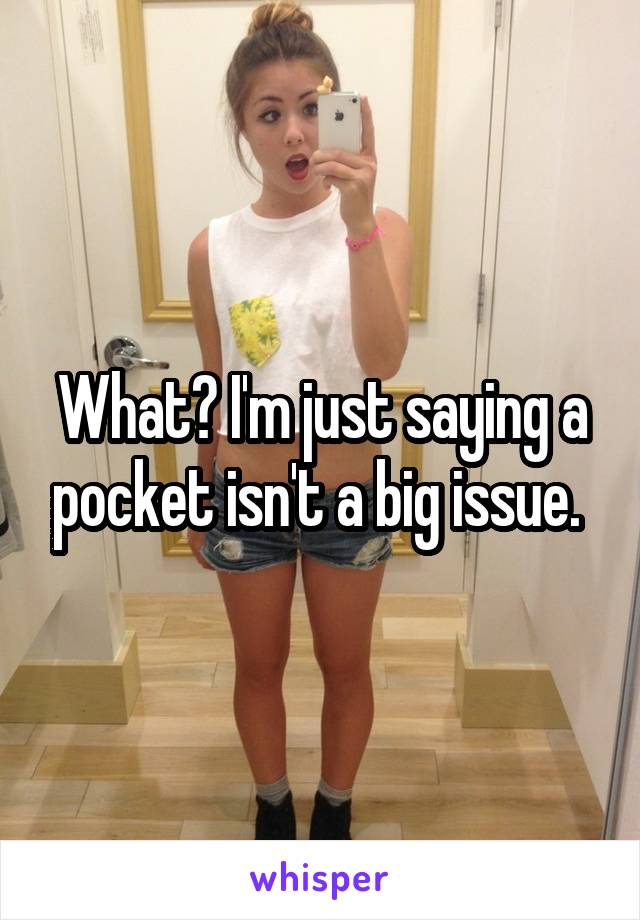 What? I'm just saying a pocket isn't a big issue. 