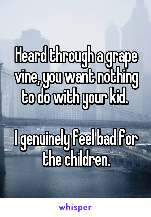 Heard through a grape vine, you want nothing to do with your kid. 

I genuinely feel bad for the children.