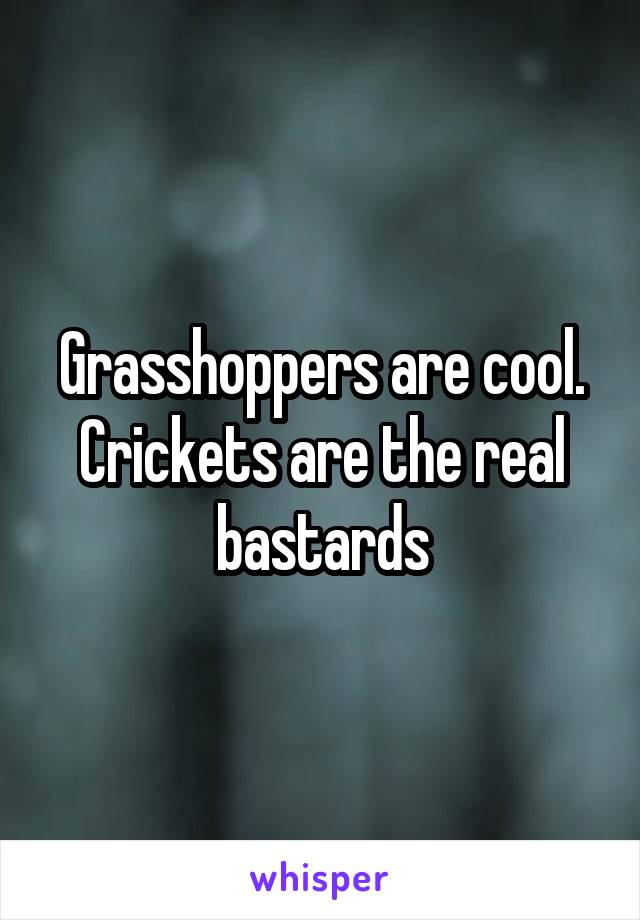 Grasshoppers are cool. Crickets are the real bastards