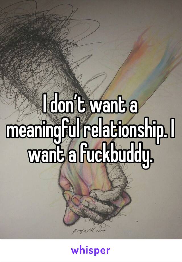 I don’t want a meaningful relationship. I want a fuckbuddy. 