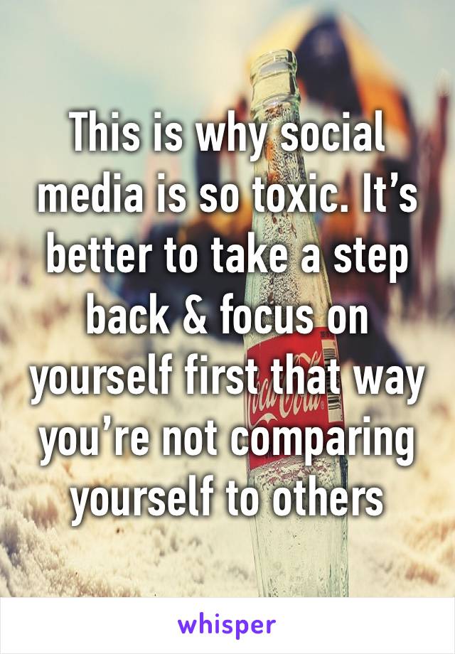 This is why social media is so toxic. It’s better to take a step back & focus on yourself first that way you’re not comparing yourself to others