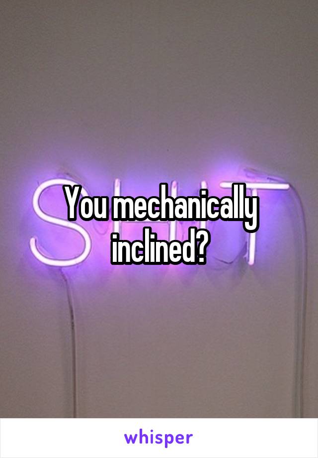 You mechanically inclined?