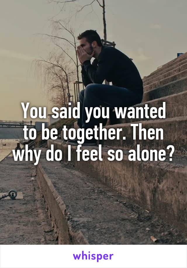 You said you wanted to be together. Then why do I feel so alone?