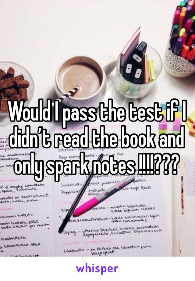Would I pass the test if I didn’t read the book and only spark notes !!!!???